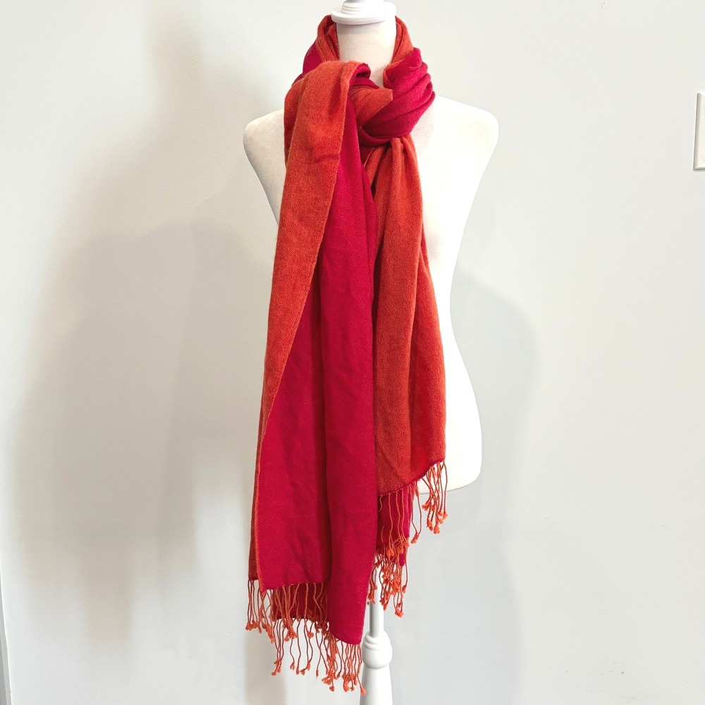 Rustic Pashmina Shawl Scarf Hand Woven Cashmere Winter Fall Bright Office 21879